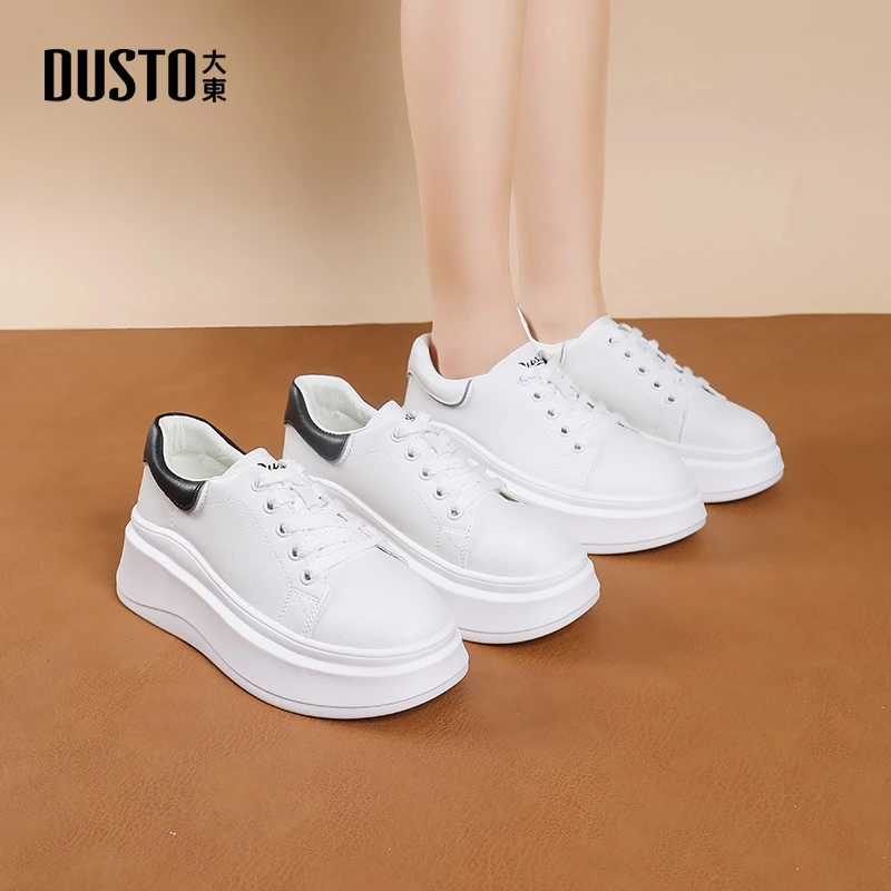 大东女鞋2025秋爆款时尚休闲小白鞋女潮流厚底增高运动鞋子0726