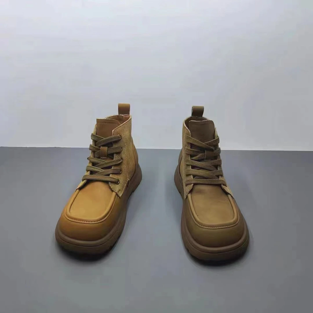 娜娜家2024新款时尚百搭加绒拼色马丁靴女款102