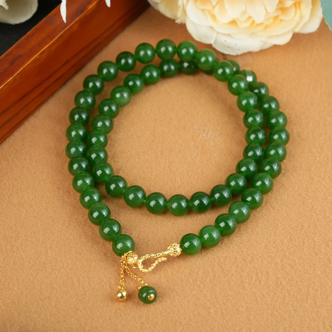 【小北好物】和田玉圆珠项链尺寸约8mm【多样性发一件】2QH02X1455