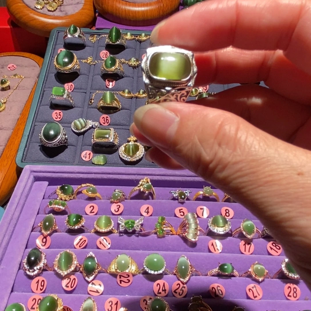 一***树和田玉（碧玉）银S925镶嵌戒指