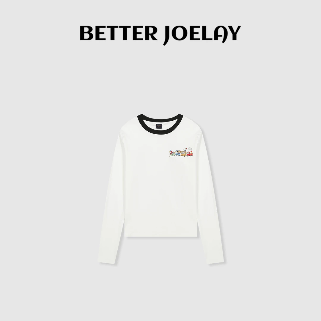 BETTER JOELAY-【旅行日记】时尚百搭休闲T恤长袖慵懒简约KH1305