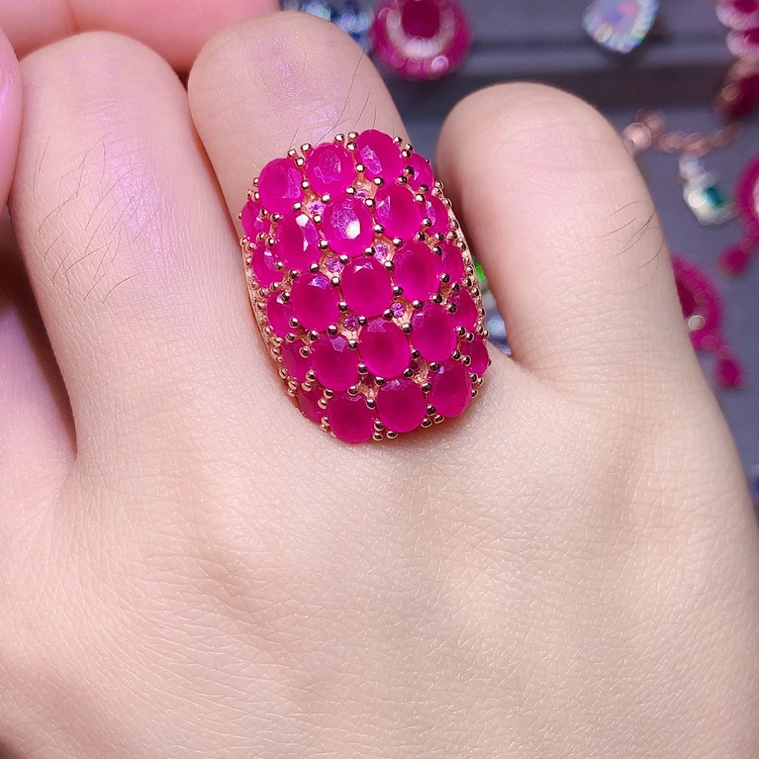 银S925镶嵌戒指红宝石