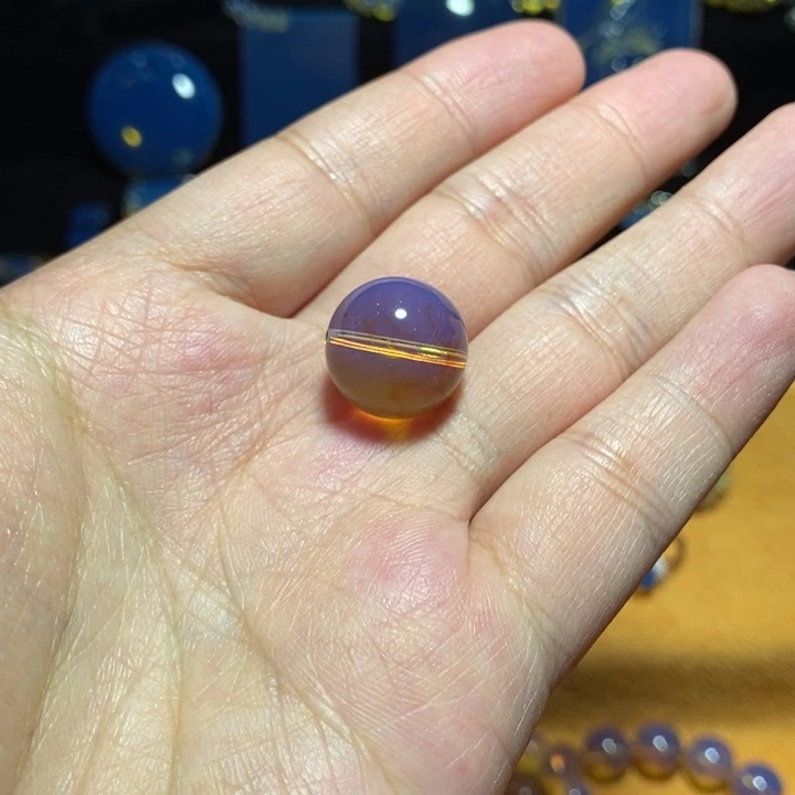 琥珀未镶嵌裸石多米尼加蓝珀15mm单珠