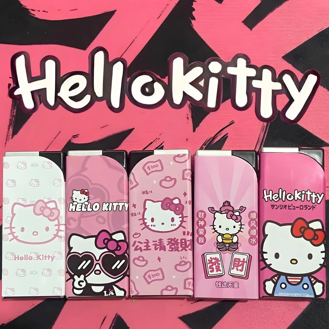 KT猫可爱金属防风打火机蓝焰直冲创意可充气卡通猫加厚防爆火机