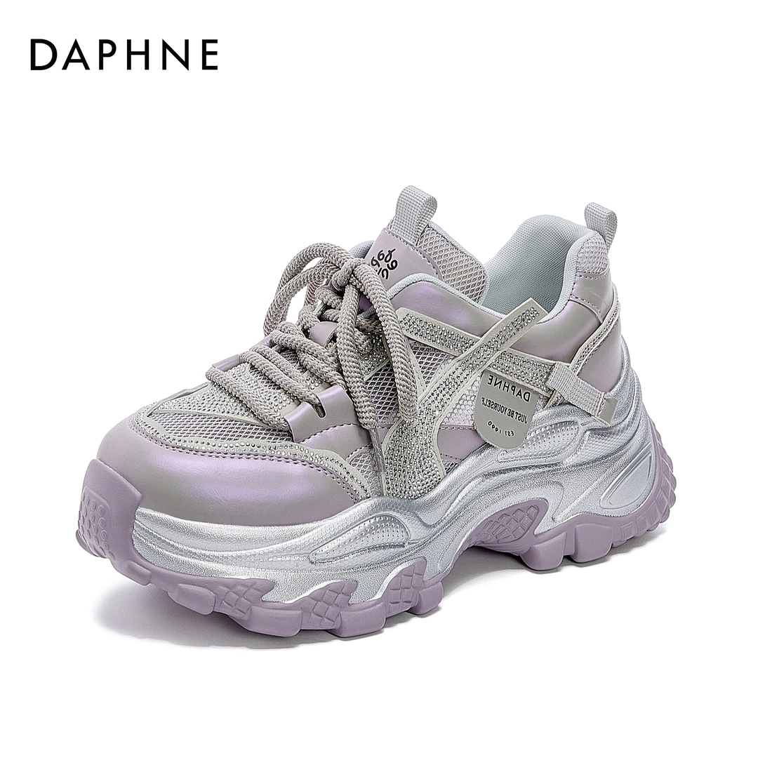达芙妮增高休闲鞋达芙妮圆头老爹鞋百搭显瘦春夏款时尚运动鞋女