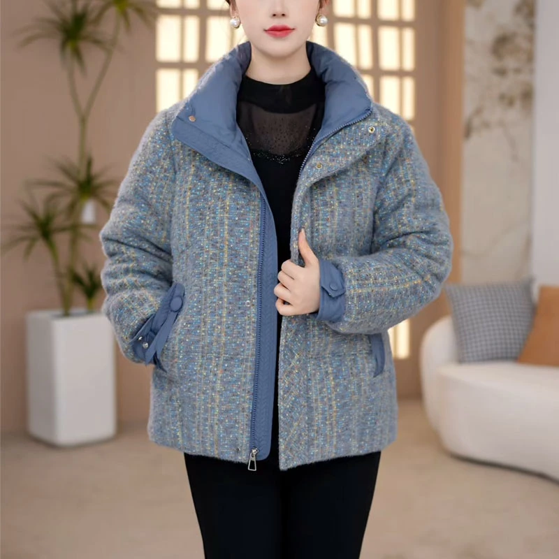白鸭绒羽绒服女冬2025年新款洋气时尚加厚保暖宽松休闲拼色外套