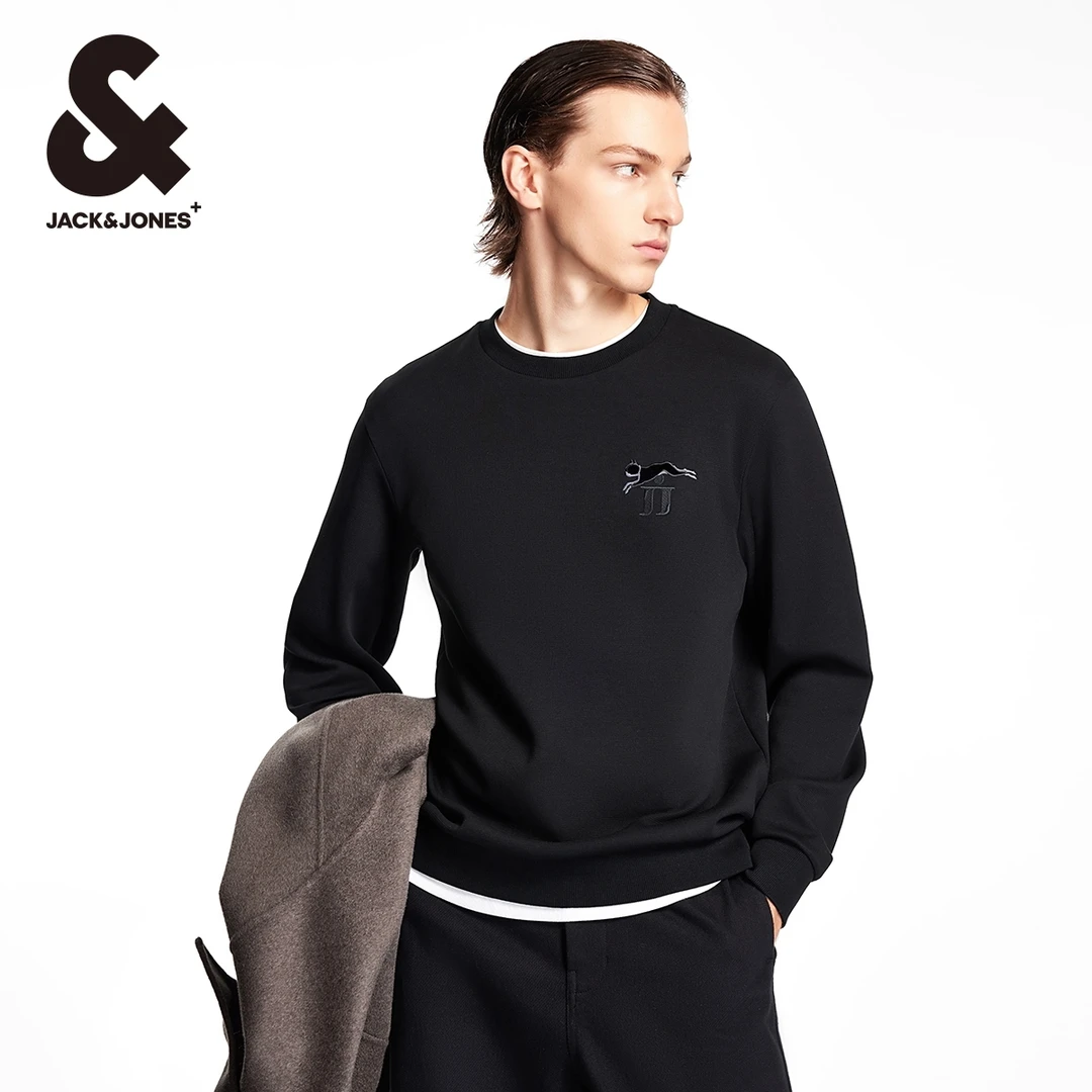 【商场同款】杰克琼斯卫衣男款爆款2025新款法斗狗刺绣圆领潮男装