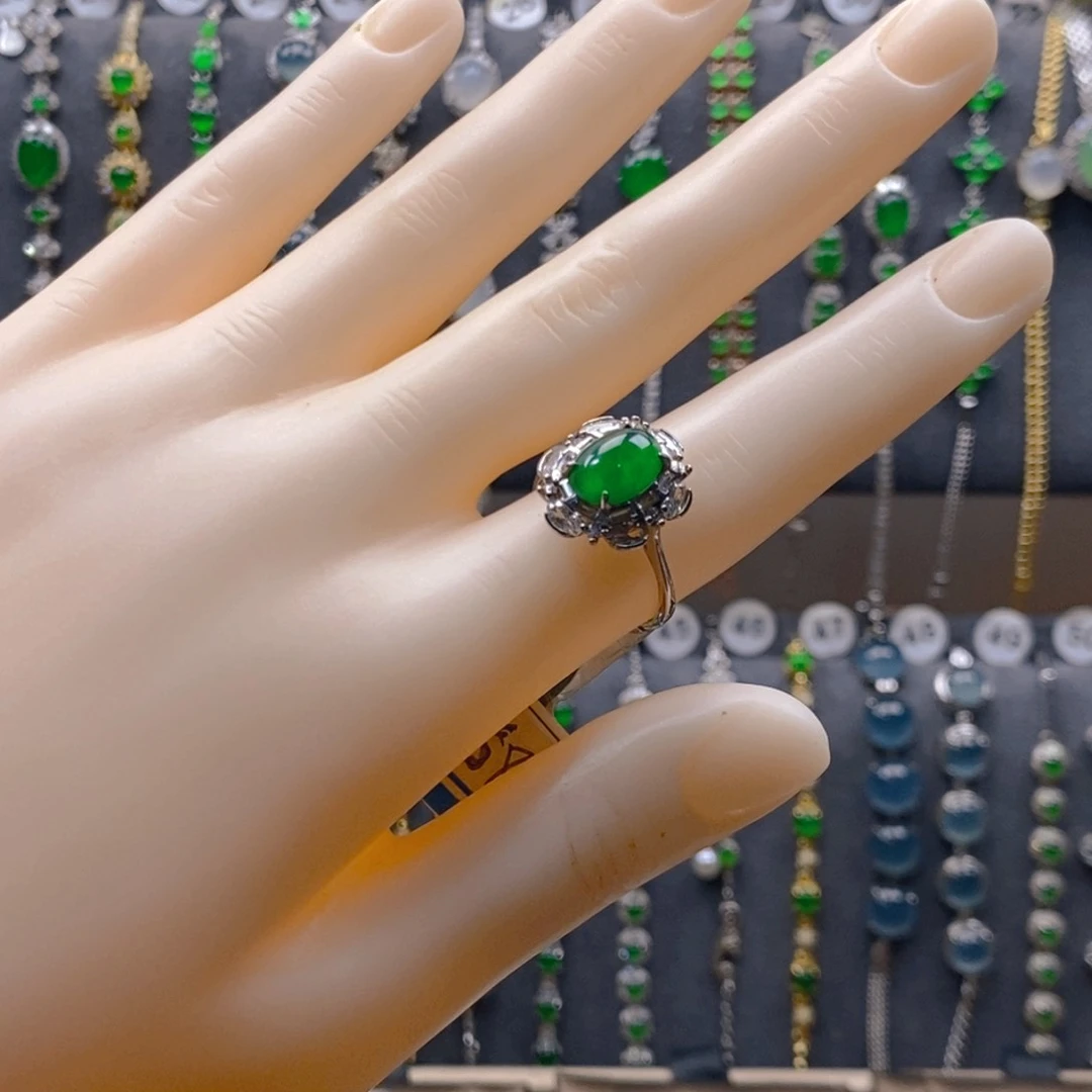 颈饰银S925镶嵌翡翠翡翠戒指