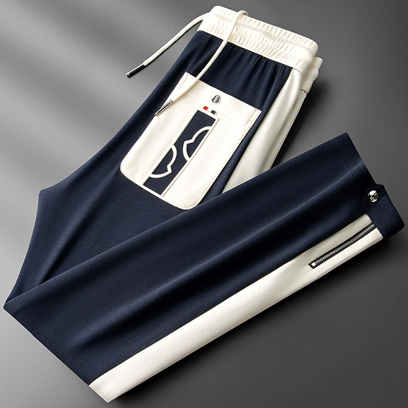 高质感秋季亲肤莫代尔运动休闲裤男潮流时尚撞色拼接百搭男士卫裤