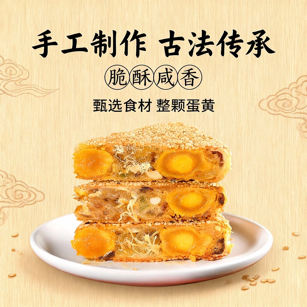 温州特产桥墩镇大月饼手工鲜肉五仁蛋黄肉松芝麻老式网红传统中秋
