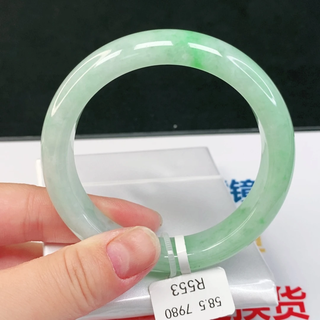 翡翠手镯未镶嵌纯天然缅甸A货翡翠58.6