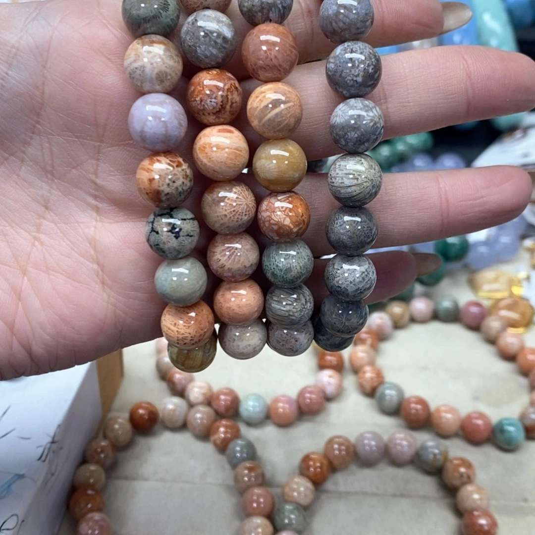 硅化珊瑚（珊瑚玉）手链未镶嵌我***肉376