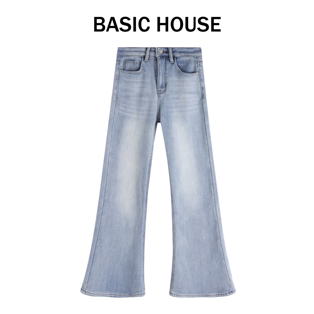 Basic House/百家好高腰时尚休闲收腰牛仔裤B1385B5B0C2