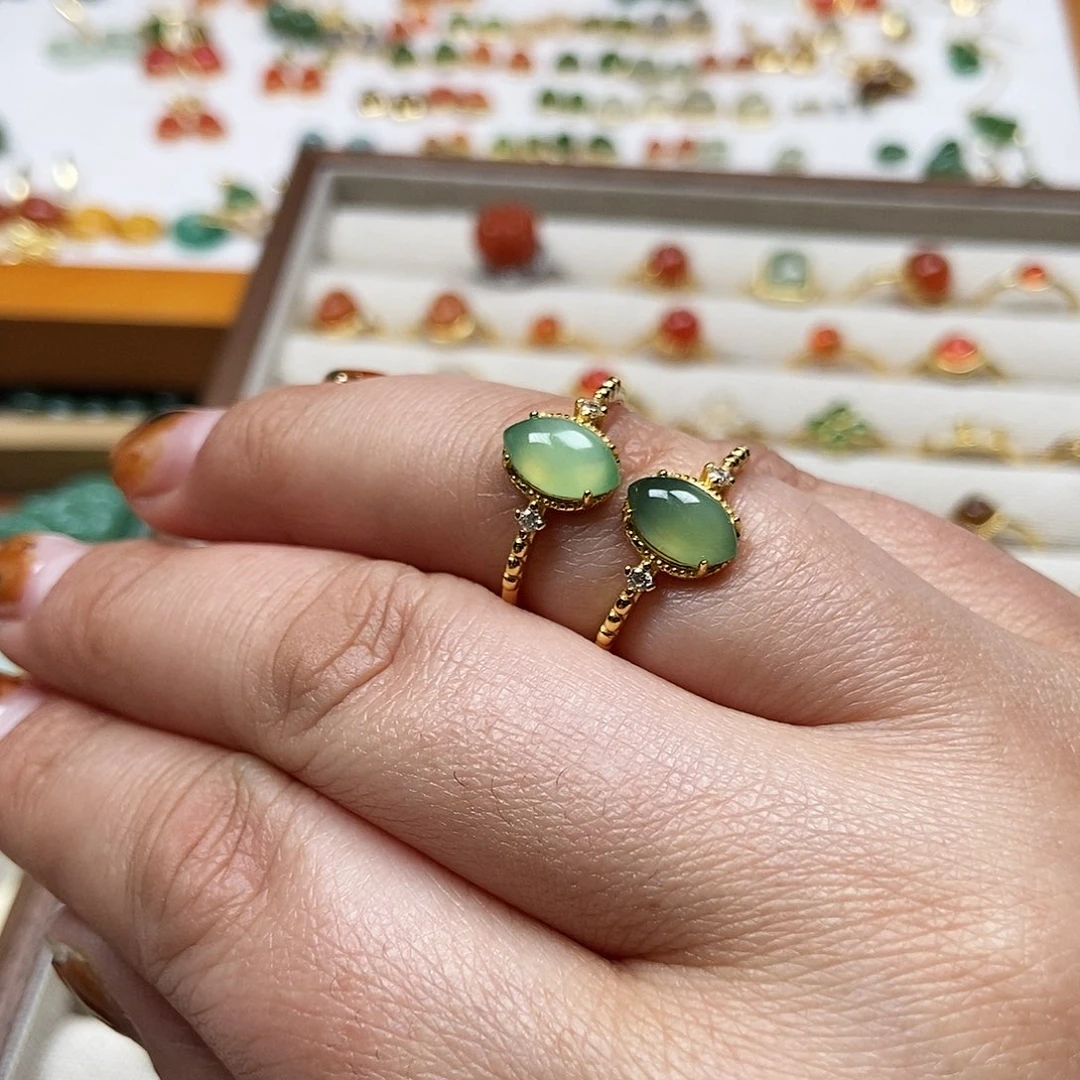 和田玉戒指银S925镶嵌