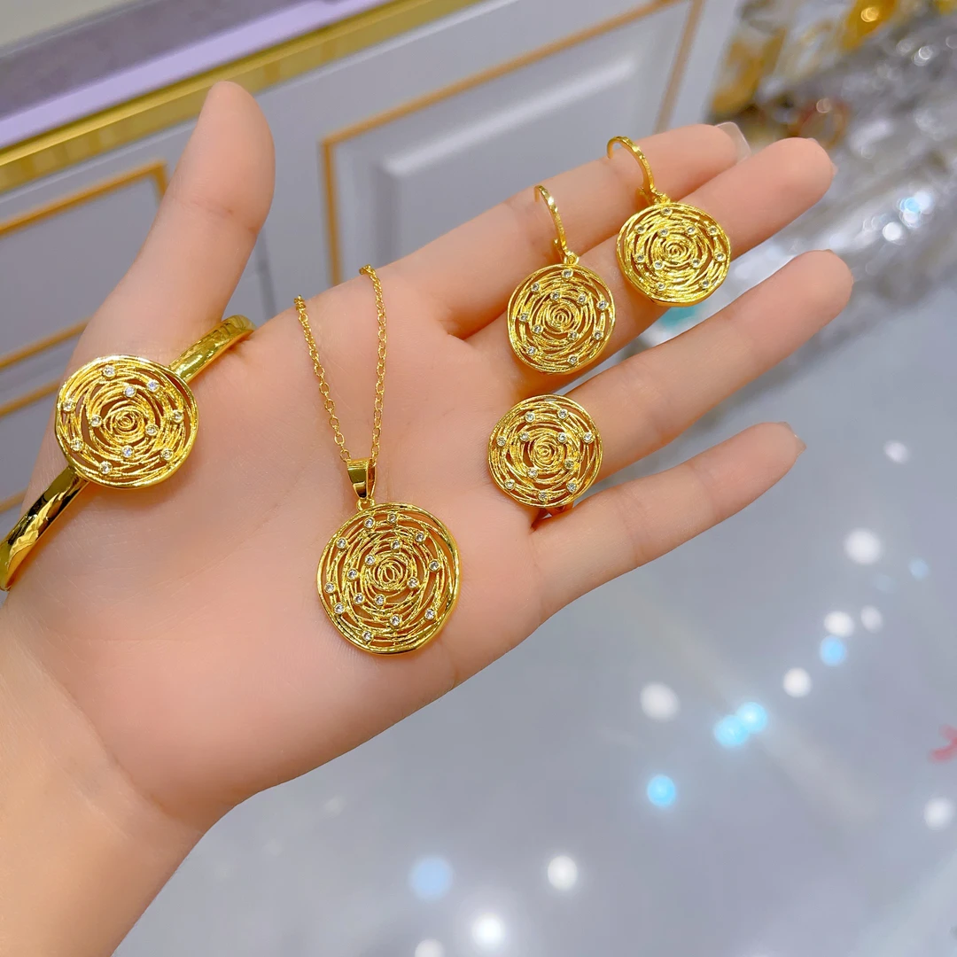 钛钢项链 659新款四件套首饰耳环项链戒指手链爆款白搭时尚