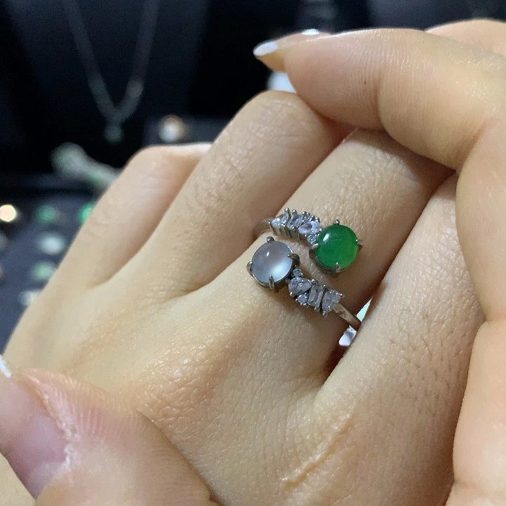 翡翠银S925镶嵌戒指