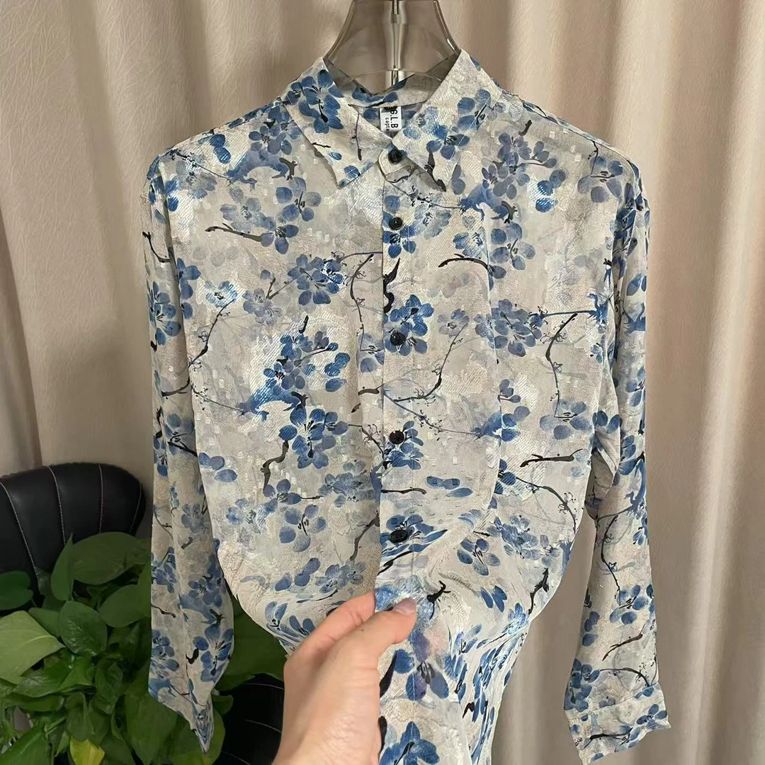 国潮提花轻薄衬衫