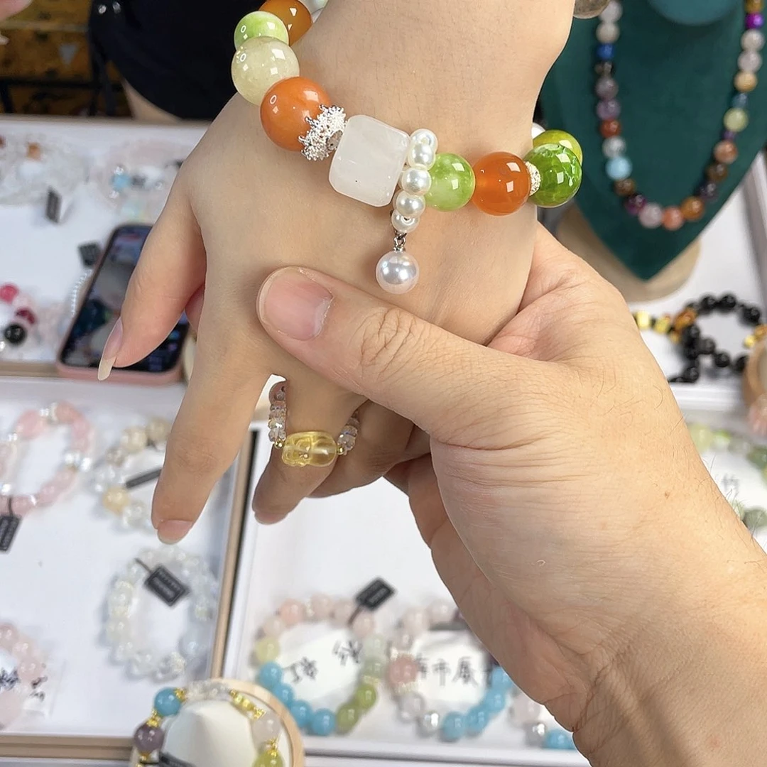 水晶手链银S925镀金镶嵌