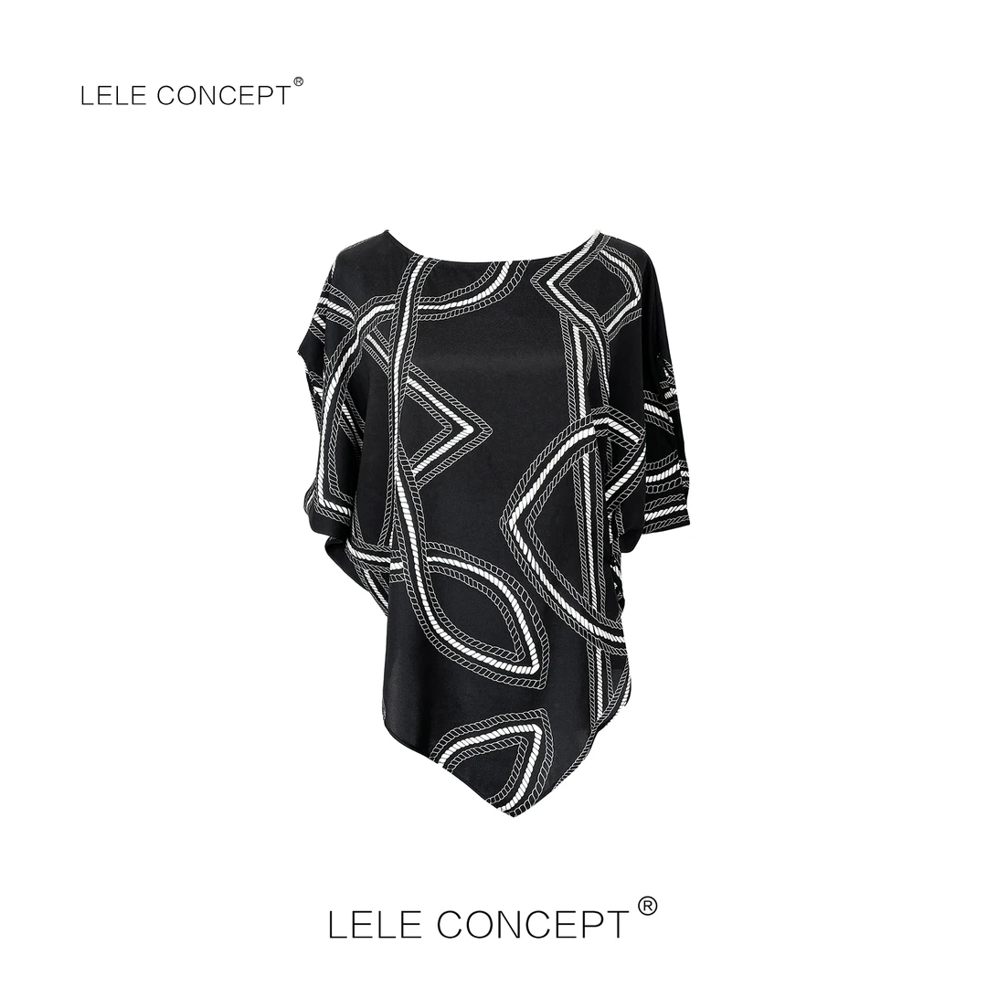LELE CONCEPT丨都市洋气设计款链条图案不等式上衣S1098