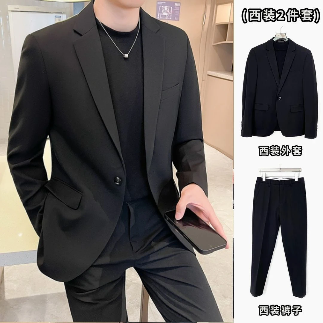 小西装男春秋季西服韩版商务休闲外套男士修身职业小西装套装正装