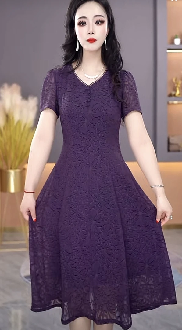 芸舒女装连衣裙春夏季百搭气质时尚中年妈妈遮肉显瘦中长款裙子