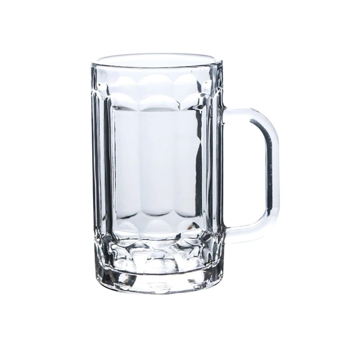 加厚大容量玻璃带把手啤酒杯适合家用泡茶喝水使用