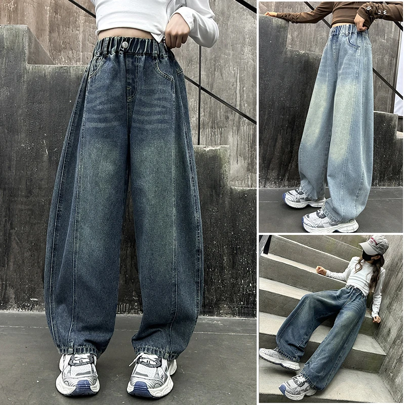 女童裤子春秋款2025新款衣服儿童秋装网红小女孩休闲牛仔弯刀裤潮