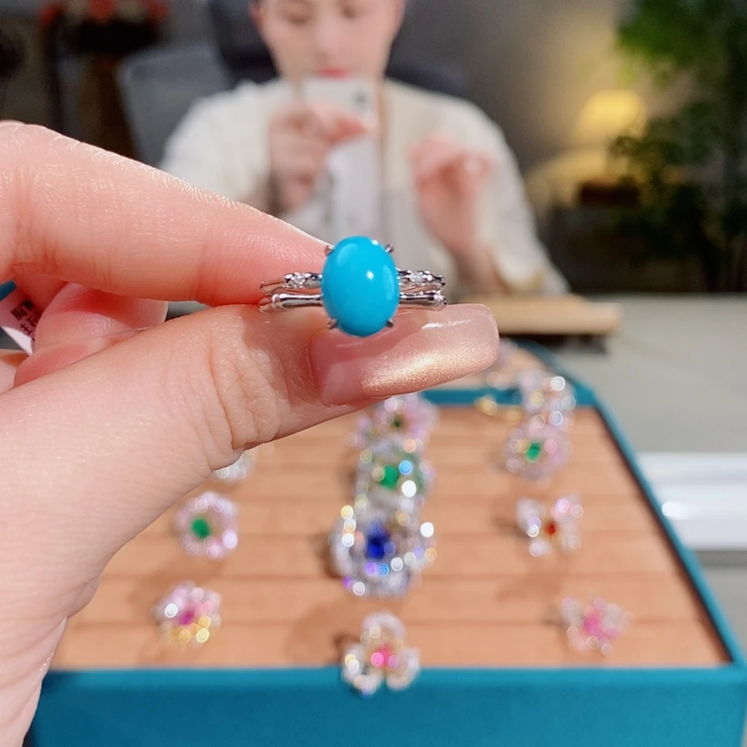 绿松石铂Pt950镶嵌戒指2.59ct