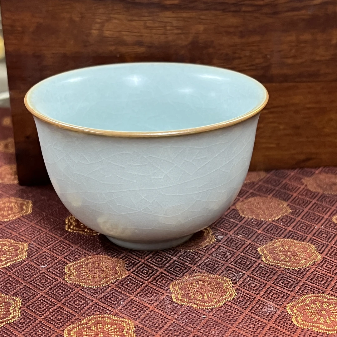 hh07蓝色汝窑撇口禅定杯