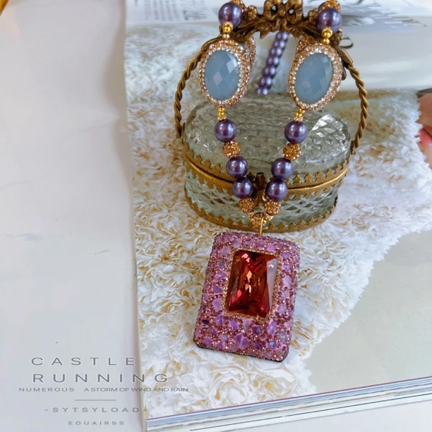 铜合金项链 紫罗兰幻彩系列 9849手工气质百搭轻奢时尚紫色镶嵌