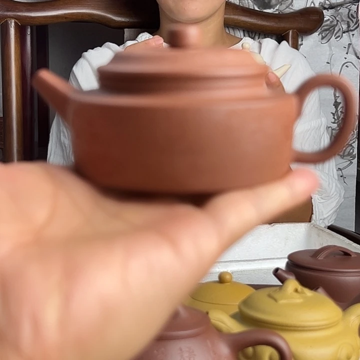 茶壶紫砂原矿老紫泥平底德中壶