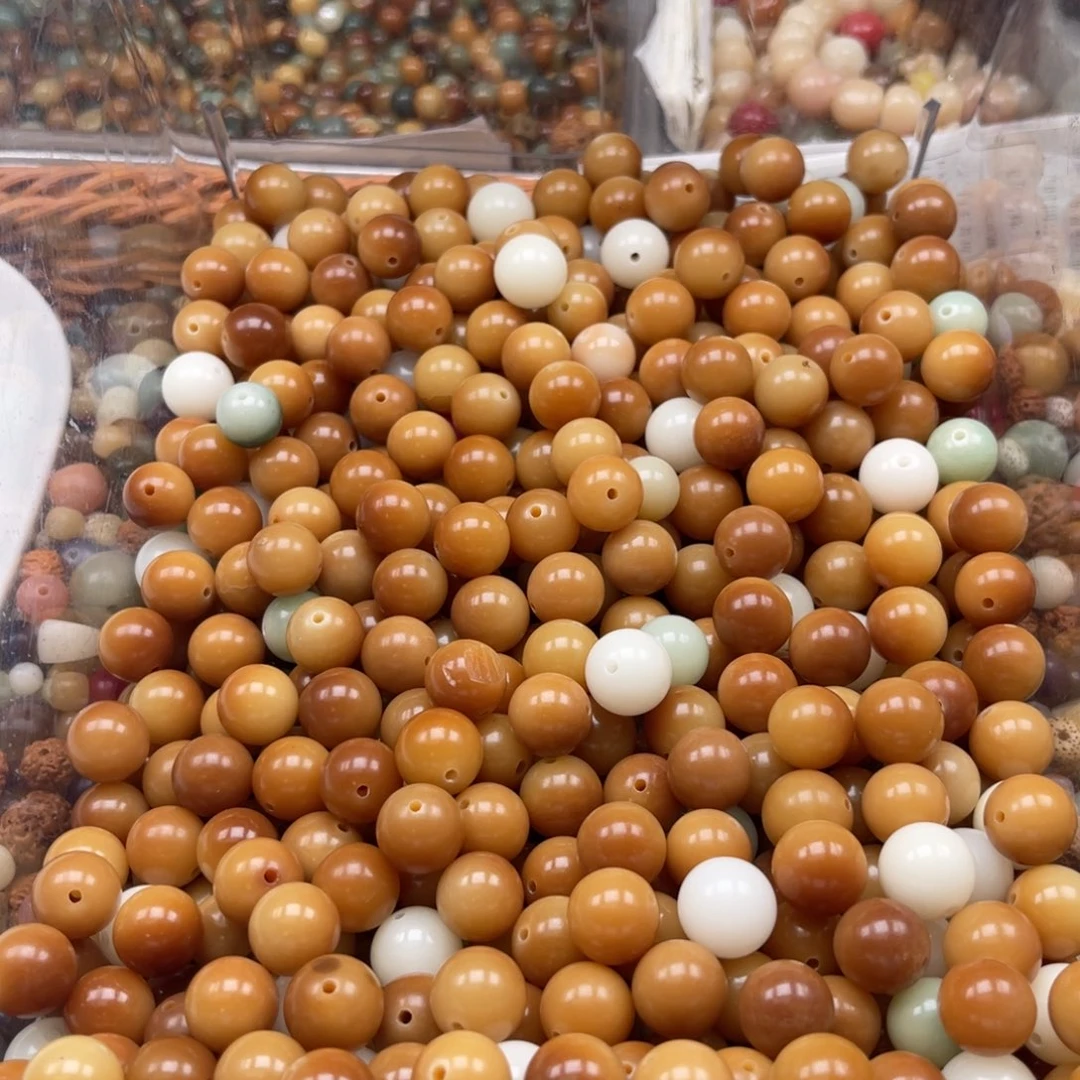 吊坠白玉菩提p x54/13mm/100颗风化圆珠瑕