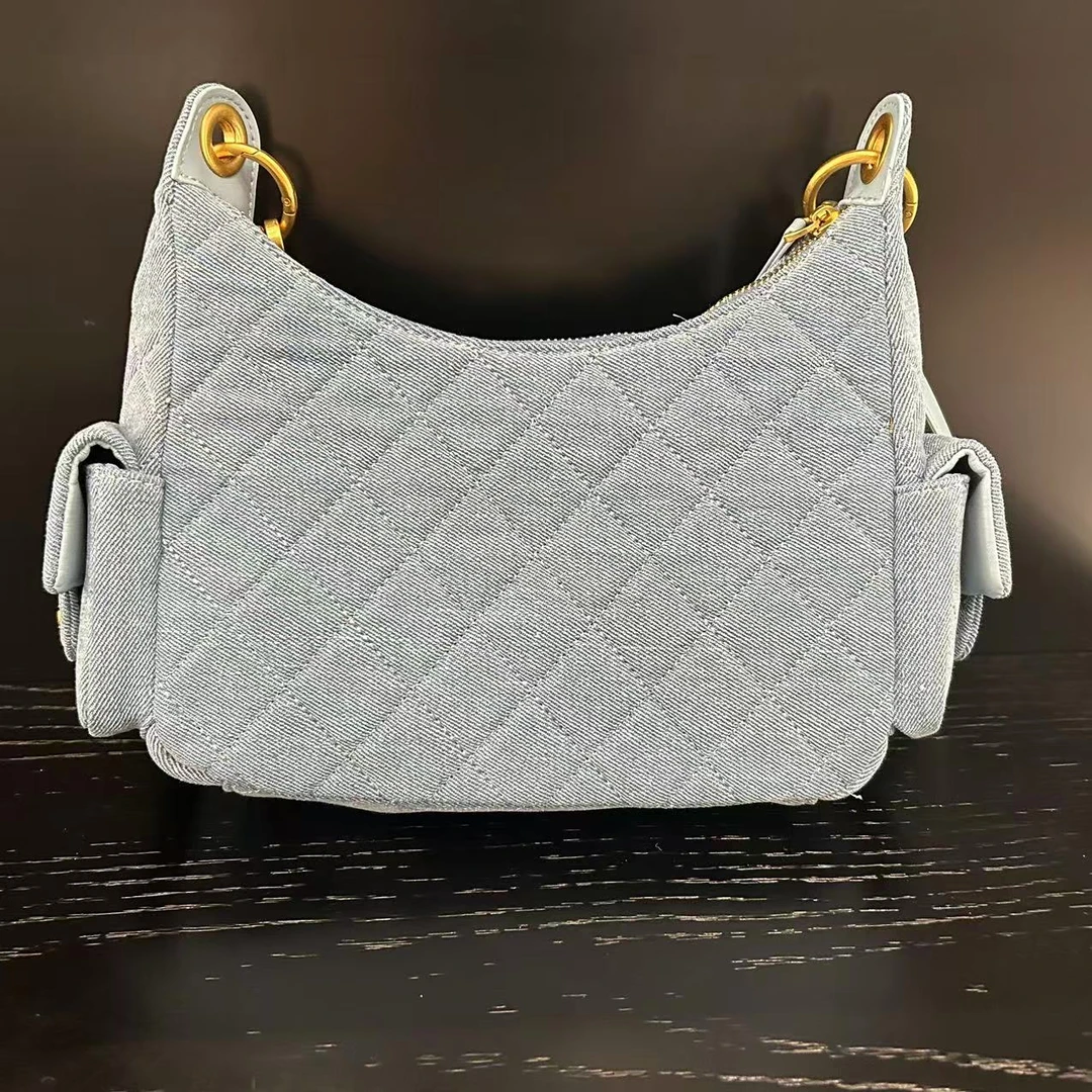 COCO DICV2025新款高端定制时尚女包 牛仔双口袋30CM 牛仔蓝色