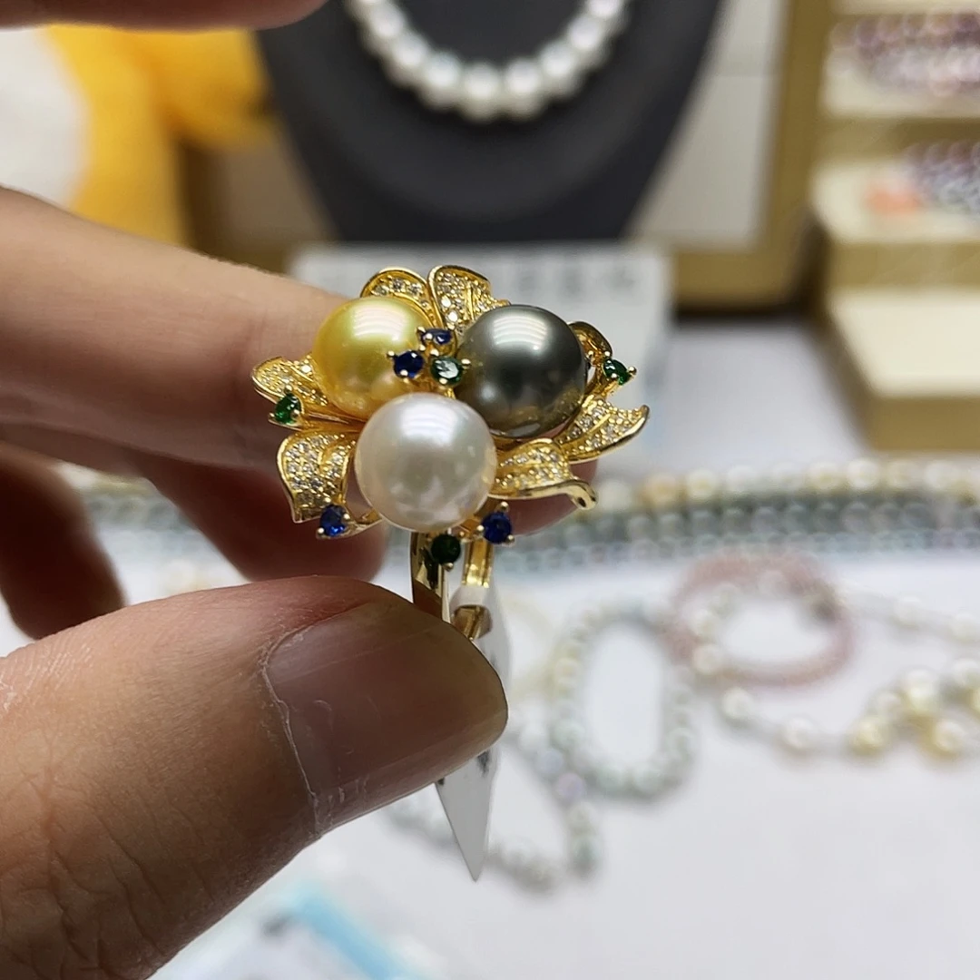 海水珍珠银S925镶嵌戒指