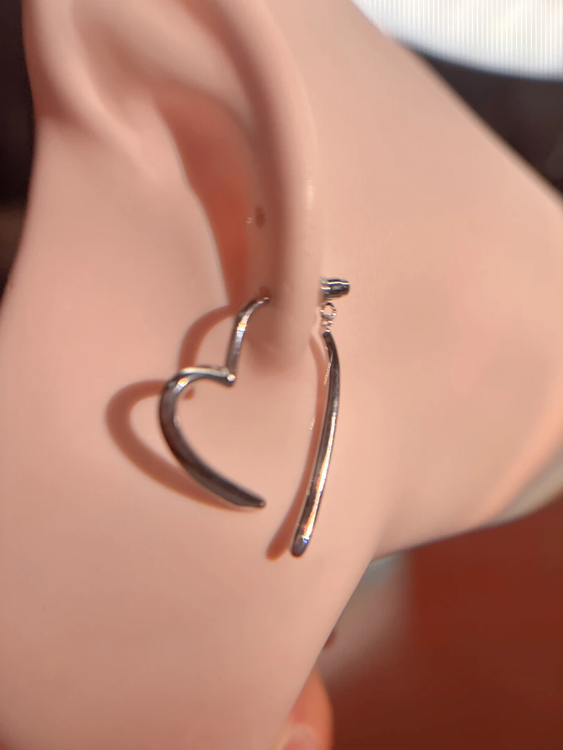 925银耳饰 银925纯银耳坠心形杨幂同款防敏时尚个性女王范