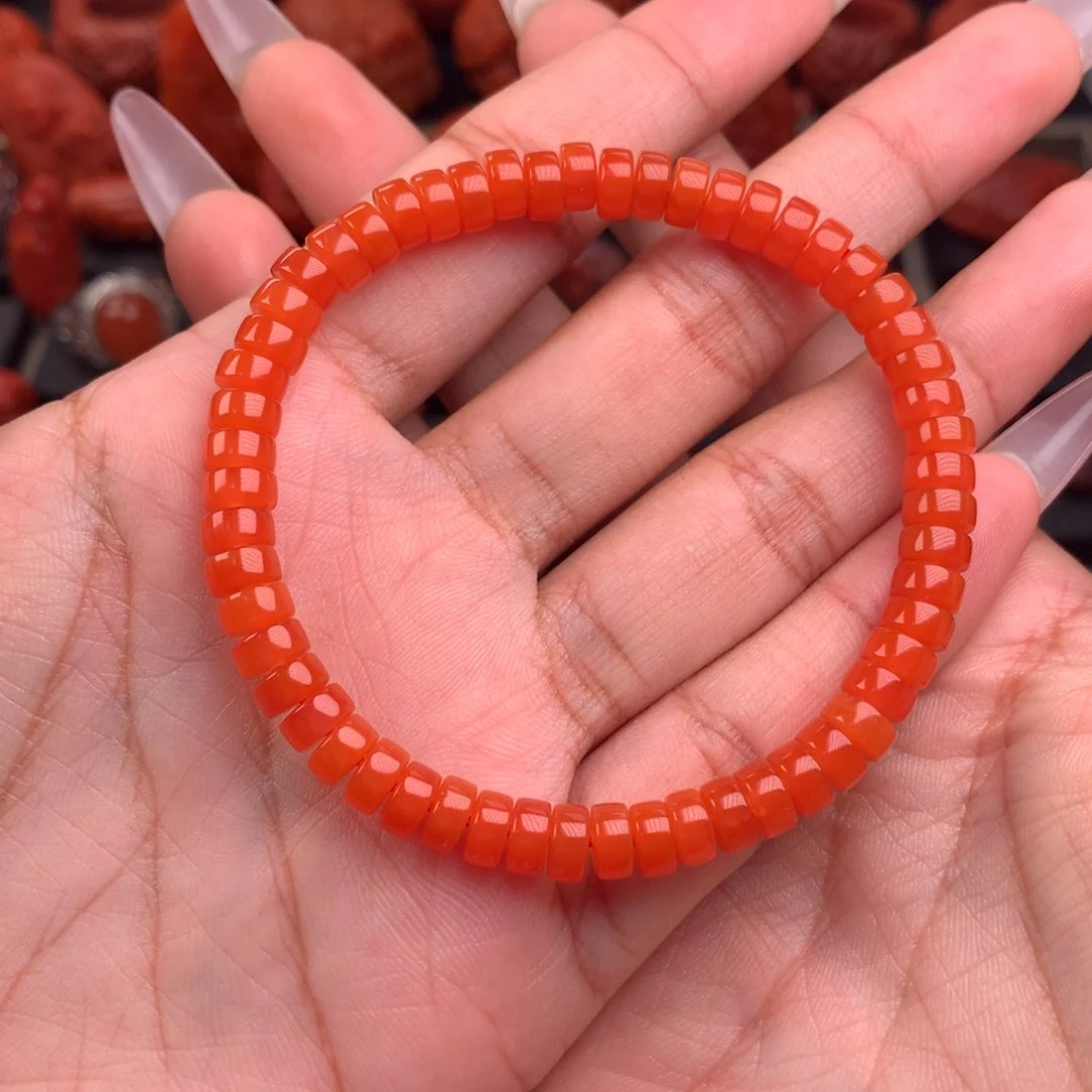 南红玛瑙精工药片手串6+未镶嵌