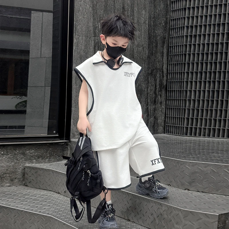 青少年男童夏装短袖套装2025新款中大童帅气夏季儿童休闲衣服男孩