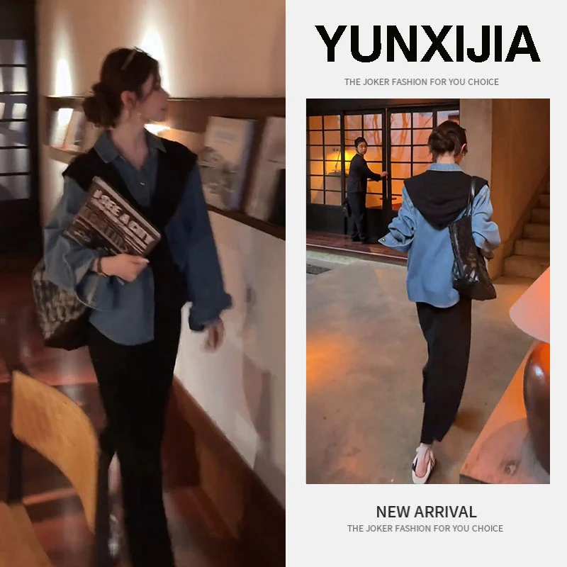 2025秋季新款时尚气质韩版洋气设计感衬衫半身裙两件套