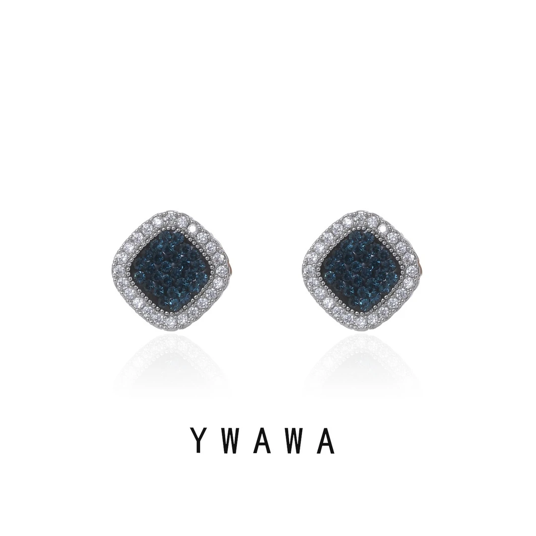 铜合金耳饰 铜合金耳饰百搭轻奢YWW0820蓝色小耳钉精致小众气质