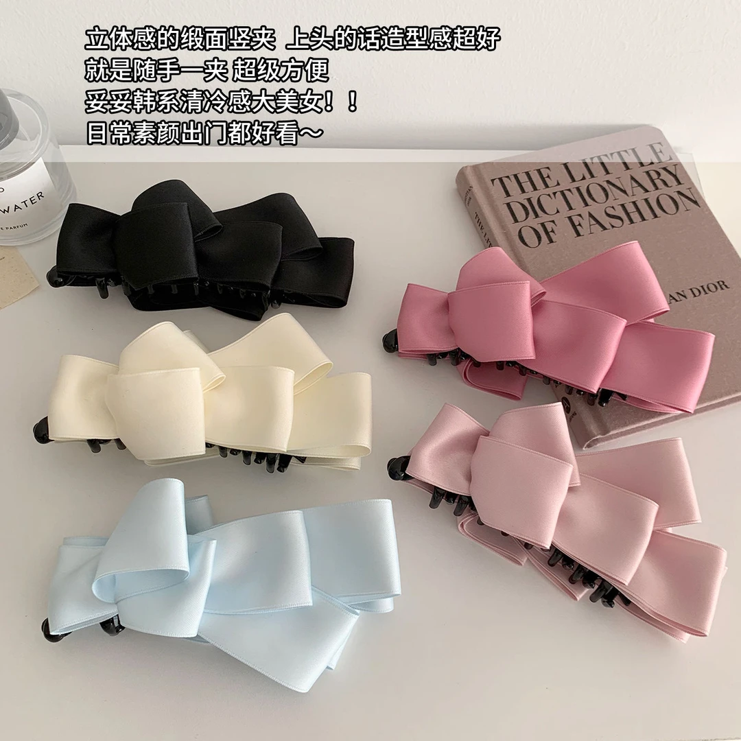 Jennie同款黑色蝴蝶结香蕉夹竖夹高马尾发夹2025年新款发量多头饰