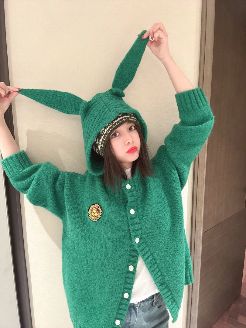 BETTER JOELAY-【小熊女孩】时尚百搭针织开衫毛衣个性慵懒LL6218