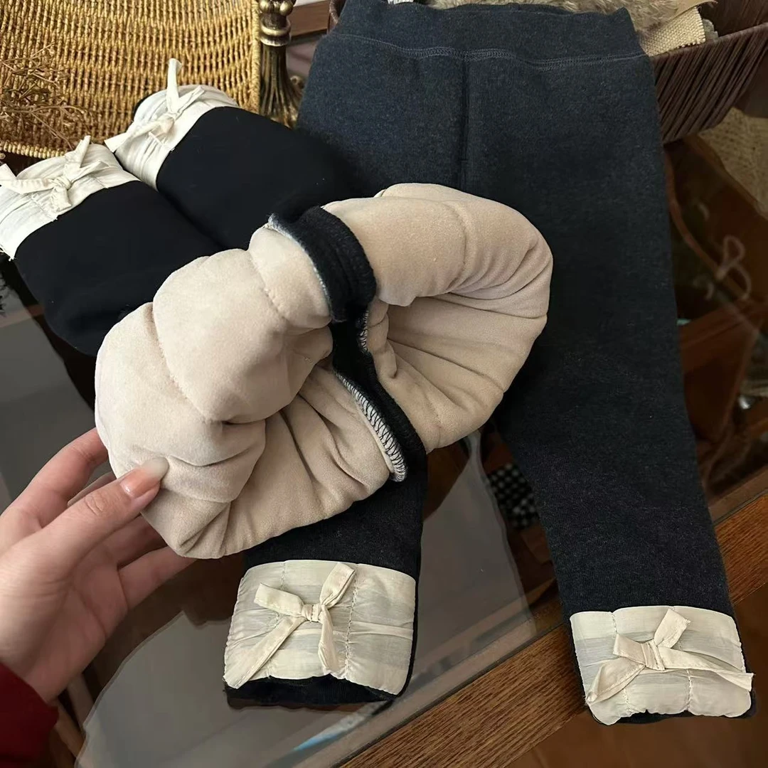 【DDM】儿童蚕丝棉裤蚕丝棉裤~纯色蝴蝶结百搭打底裤休闲冬季24801