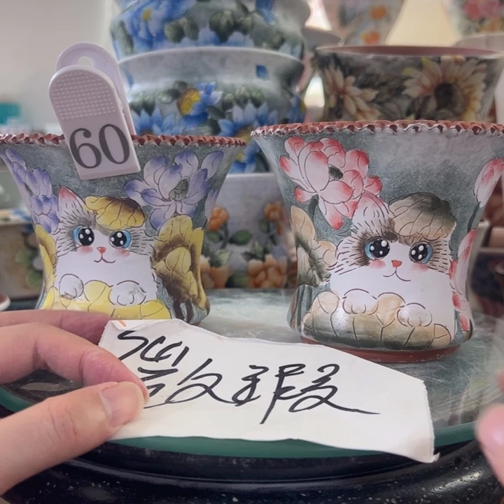 景德镇手绘花盆满38包邮偏远地区除外