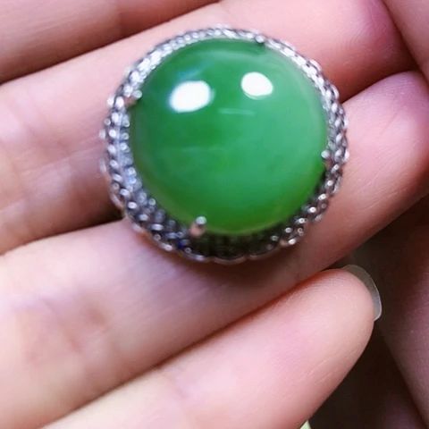 和田玉银S925镶嵌戒指