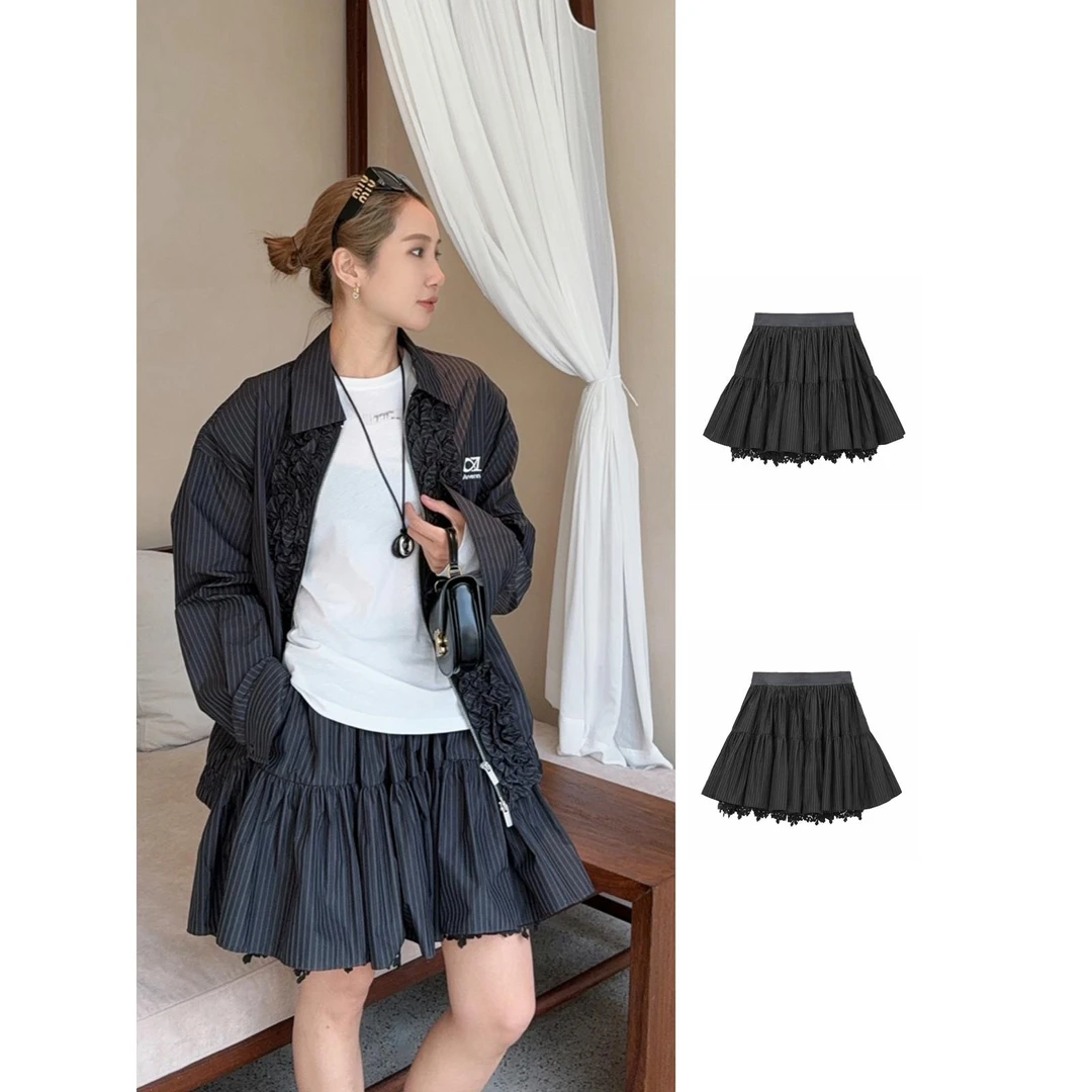 AVVENN2025春褶皱A字蓬蓬裙花边泡泡裙女1490dopdop买手店