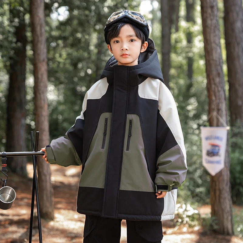 男童羽绒服外套冬季2024新款儿童男孩大童加厚冲锋衣羽绒服BD1659