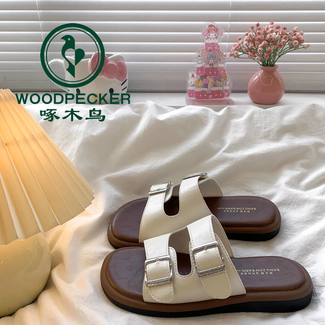 啄木鸟复古法式勃肯拖鞋女2025夏季新款厚底沙滩凉拖鞋配裙子半拖