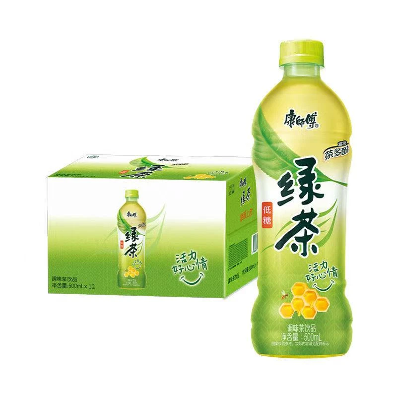 5月新货 康师傅绿茶500ml*12瓶原箱解渴健康茶饮料特价包邮批发