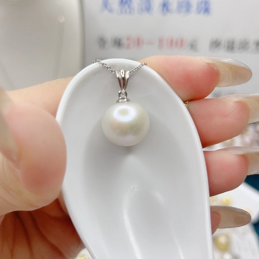 吊坠(不含链)银S925镶嵌淡水珍珠