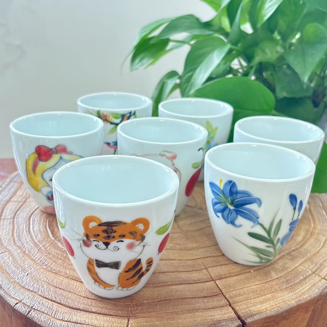 水杯景德镇高温陶瓷食品级手绘釉中彩高颜值居家水杯茶杯